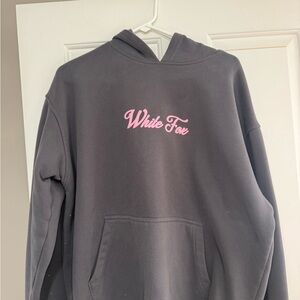 White Fox Boutique Charcoal Hoodie with Pink Logo